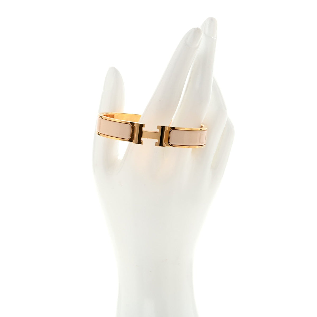 Enamel Narrow Clic Clac H Bracelet GM Creme