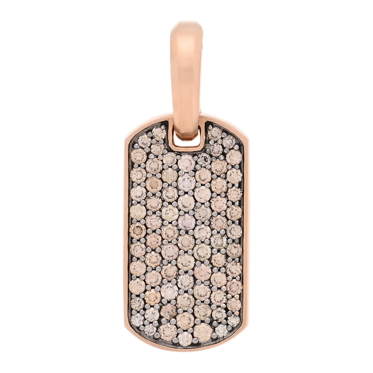 18K Rose Gold Cognac Diamond 21mm Chevron Dog Tag Pendant