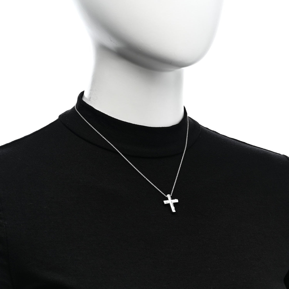 Platinum Diamond Etoile Cross Pendant Necklace