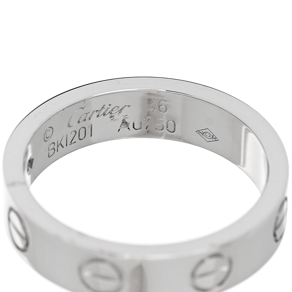 18K White Gold Diamond 4mm LOVE Wedding Band Ring 46 3.75