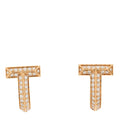 18K Rose Gold Diamond T1 Half Pave Huggie Earrings