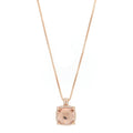 18K Rose Gold Diamond Morganite 14mm Chatelaine Pave Bezel Pendant Necklace