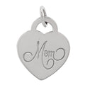 Sterling Silver Mom Heart Tag Charm