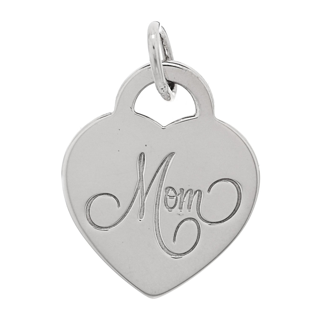 Sterling Silver Mom Heart Tag Charm