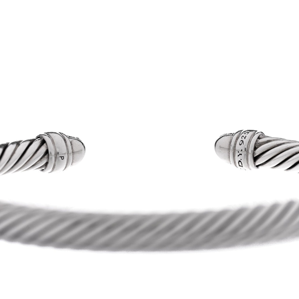 Sterling Silver Pave Diamond 5mm Cable Classics Bracelet
