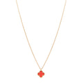 18K Rose Gold Carnelian Sweet Alhambra Pendant Necklace