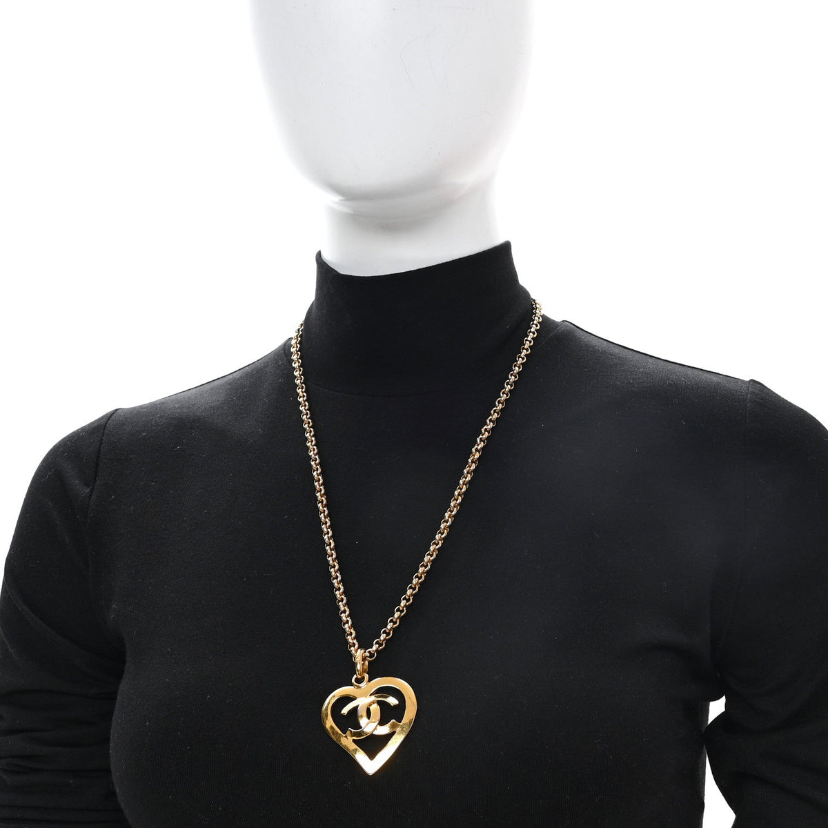 CC Heart Chain Pendant Necklace Gold