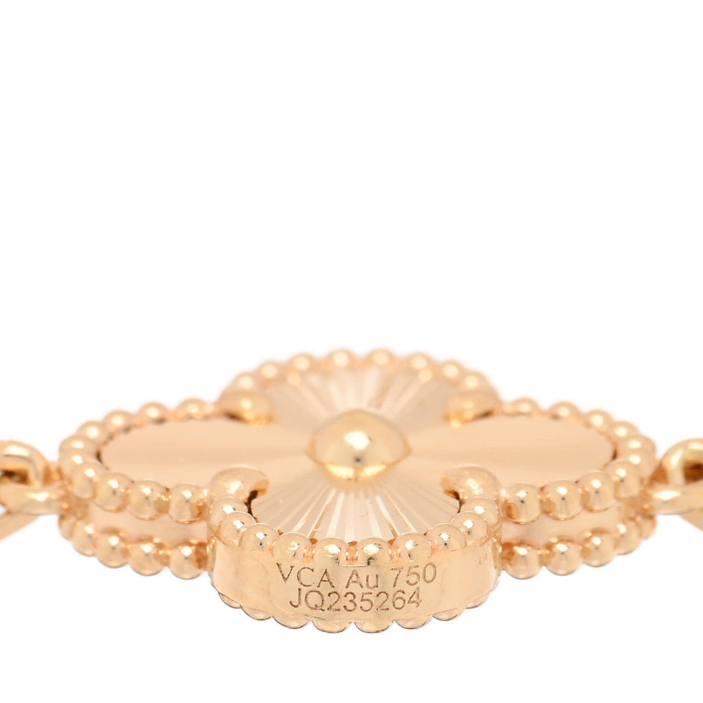 18K Yellow Gold 5 Motifs Guilloche Vintage Alhambra Bracelet