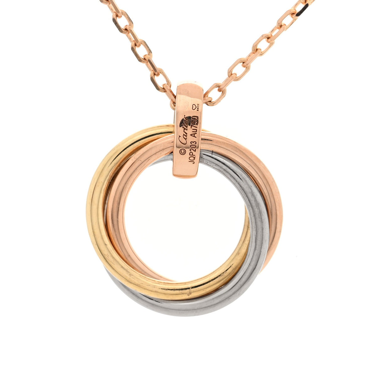 18K Pink White Yellow Gold Diamond Trinity Pendant Necklace