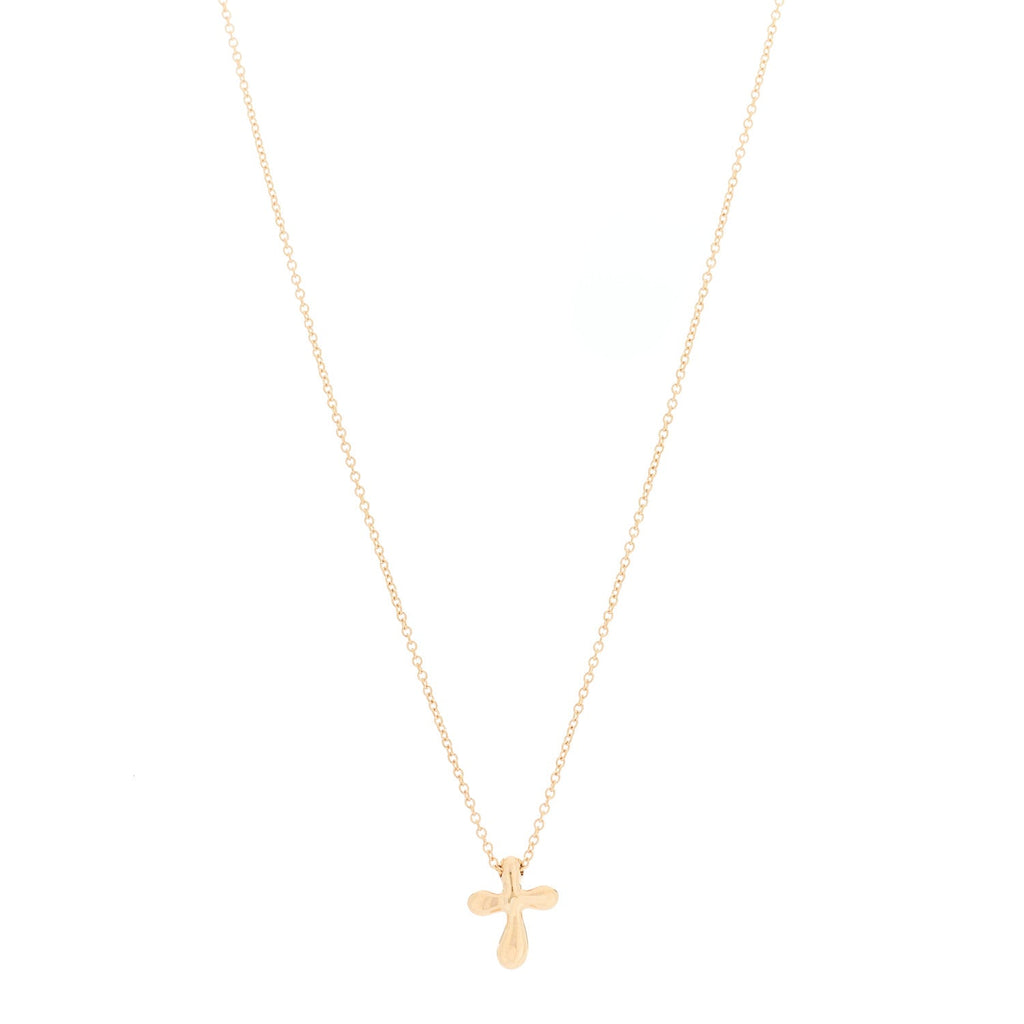18K Rose Gold 12mm Elsa Peretti Cross Pendant Necklace