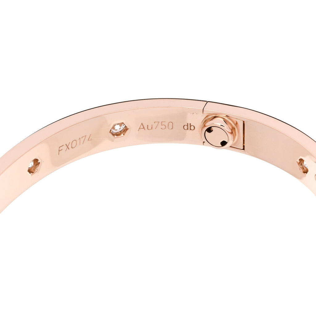 18K Pink Gold 10 Diamond LOVE Bracelet 16