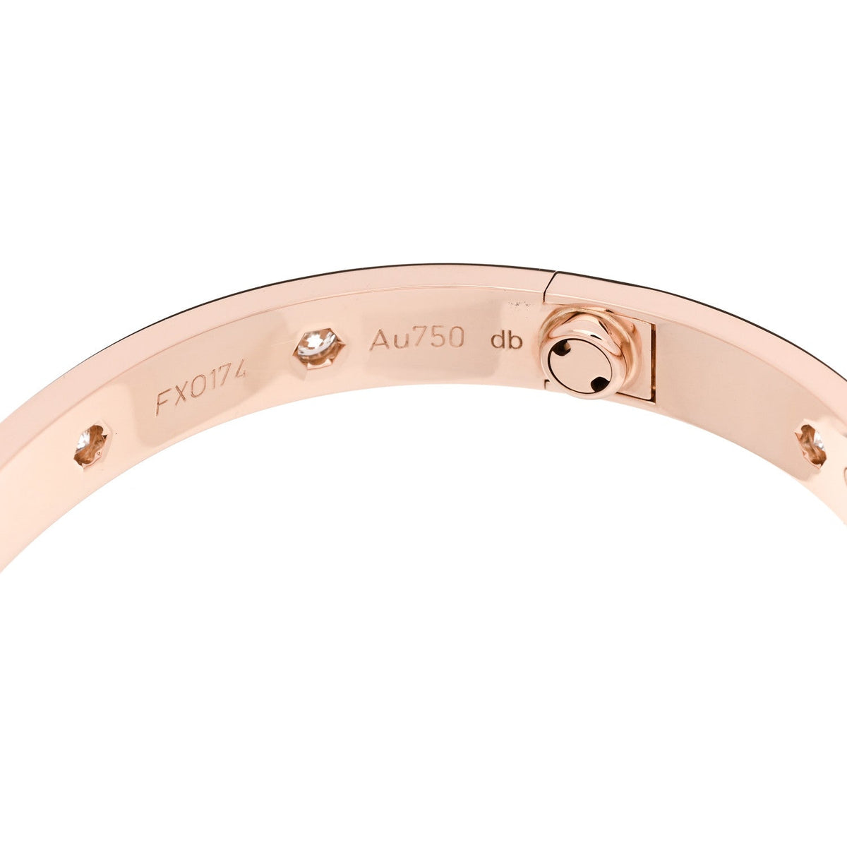 18K Pink Gold 10 Diamond LOVE Bracelet 16