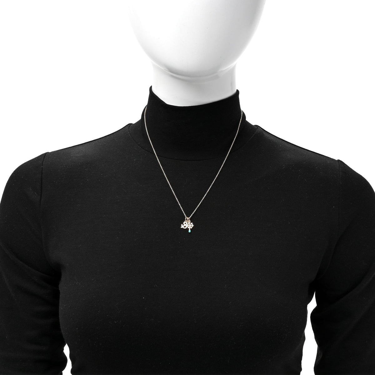18K Rose Gold Enamel Ampersand Snowflake Match Pendant Necklace Blue