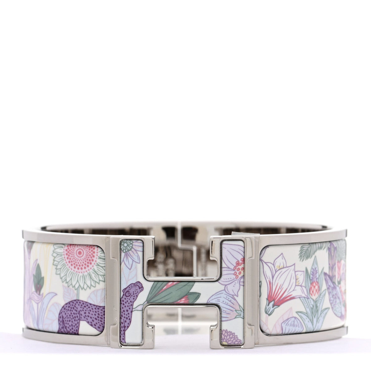 Enamel Printed Wide Precious Paradise Clic Clac H Bracelet PM Jasmin