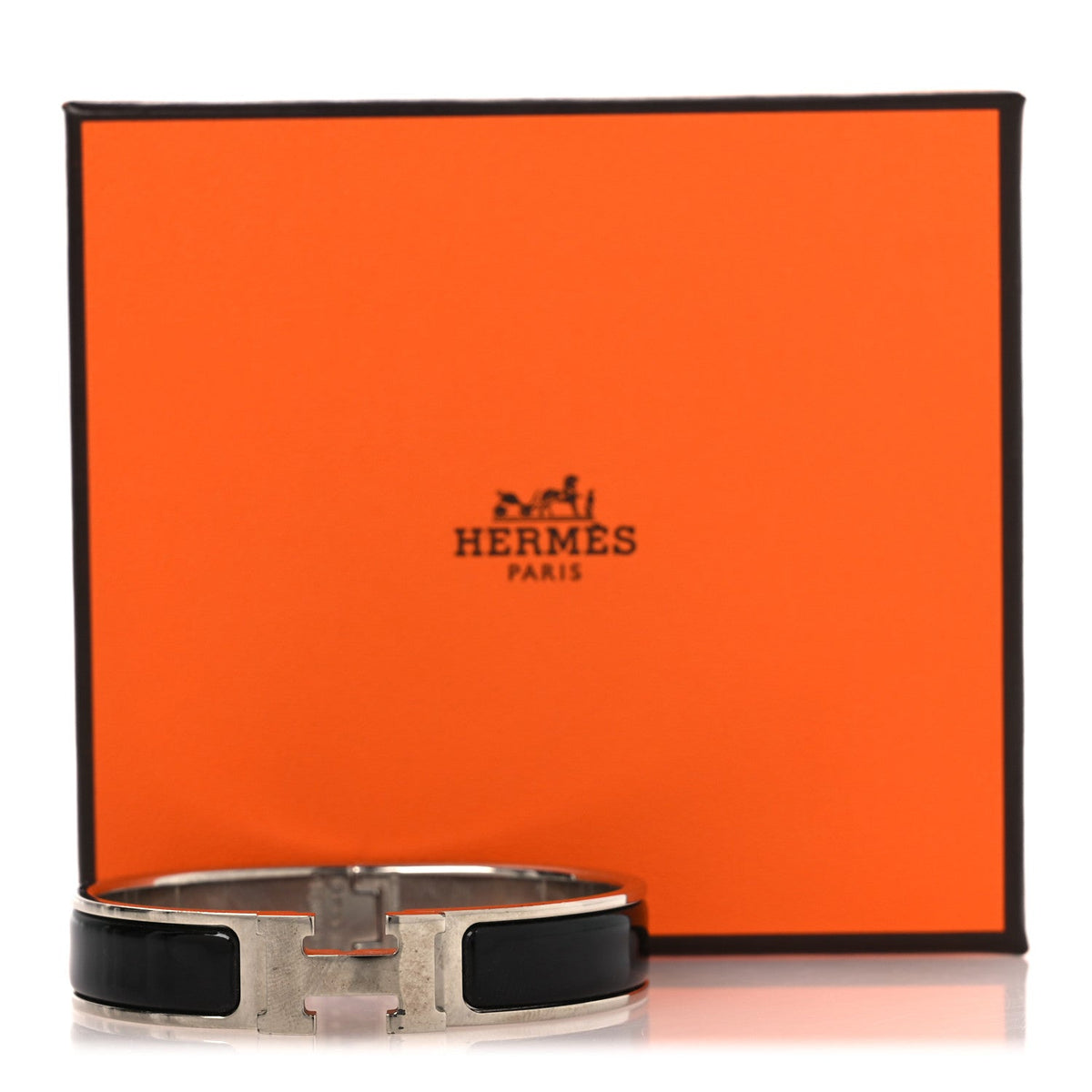 Enamel Narrow Clic Clac H Bracelet PM Black