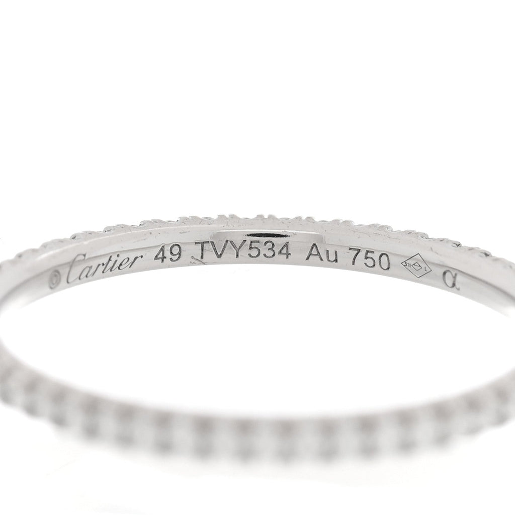 18K White Gold Diamond 1.5mm Étincelle de Cartier Wedding Band Ring 49 5