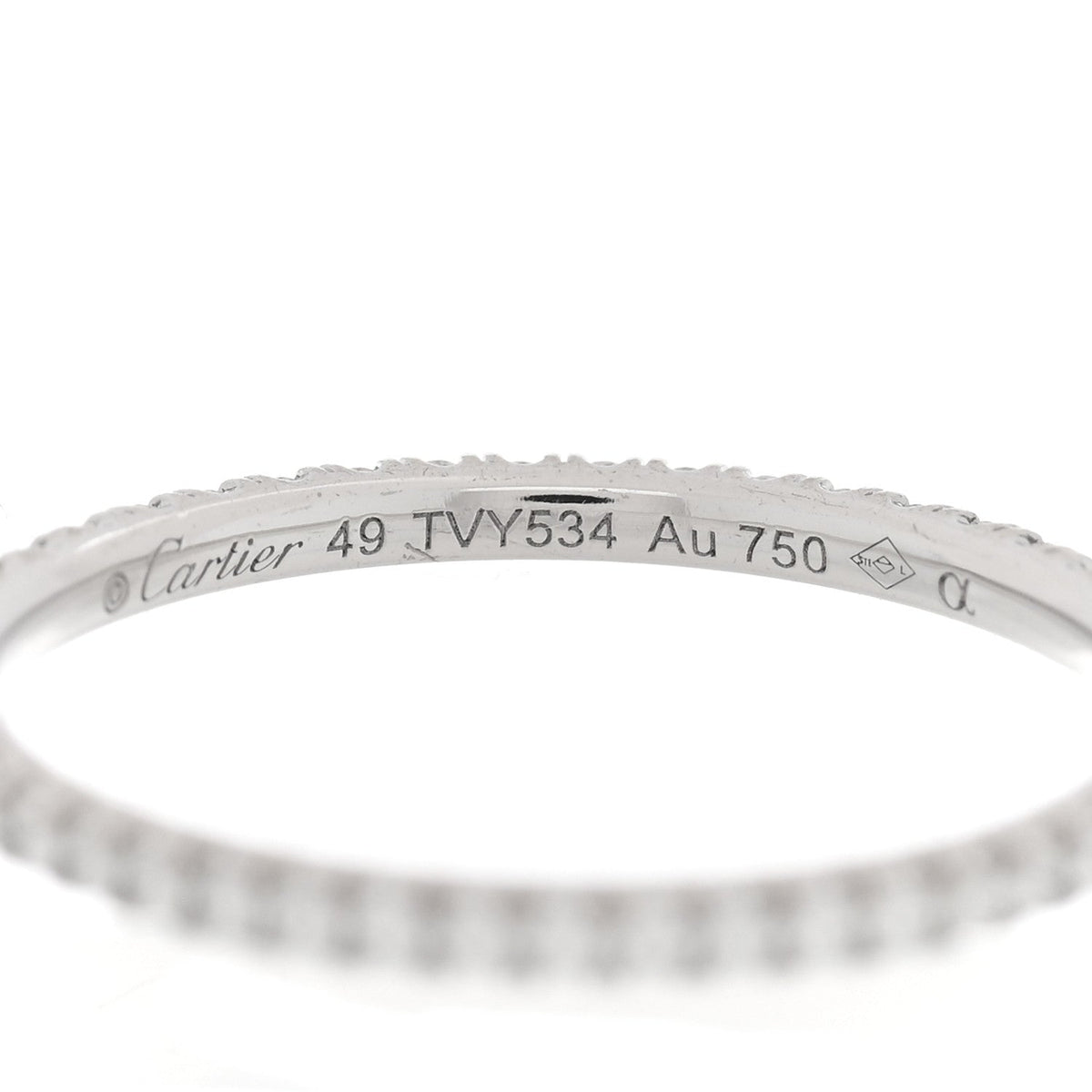 18K White Gold Diamond 1.5mm Étincelle de Cartier Wedding Band Ring 49 5