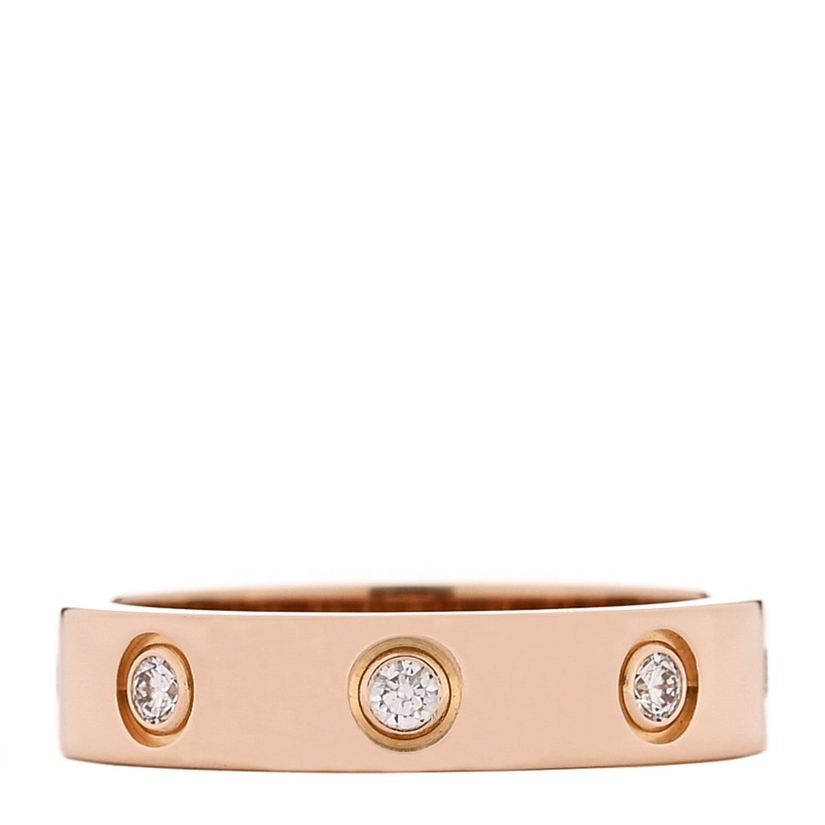 18K Pink Gold 8 Diamond 4mm LOVE Wedding Band Ring 48 4.5