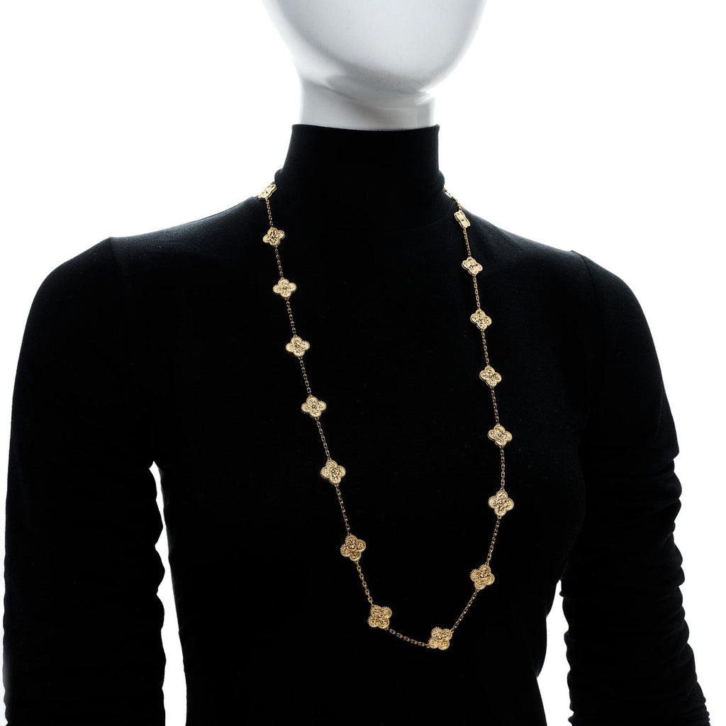 18K Yellow Gold 20 Motifs Vintage Alhambra Necklace