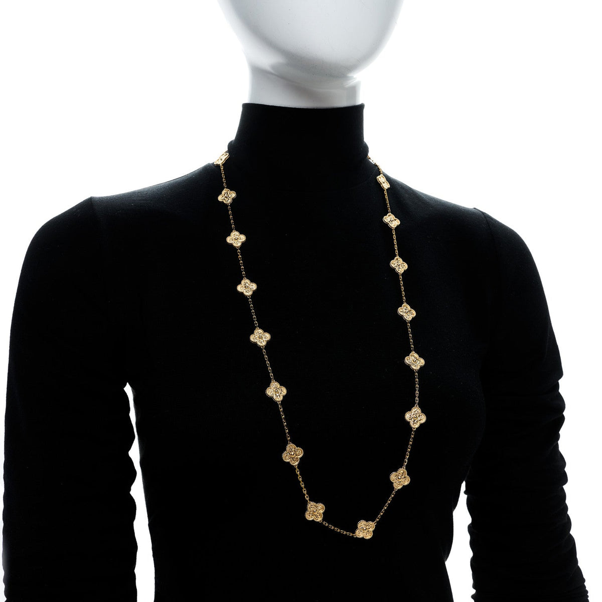 18K Yellow Gold 20 Motifs Vintage Alhambra Necklace