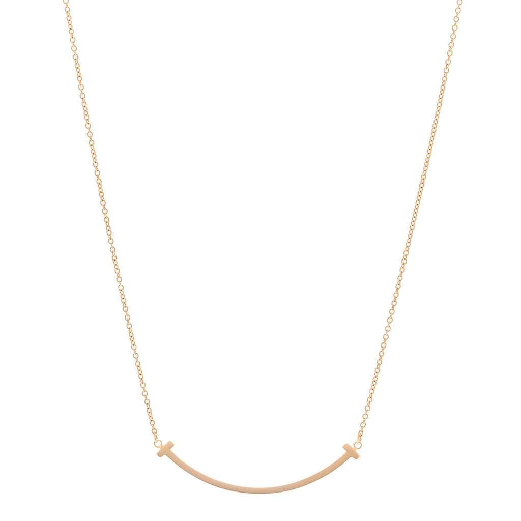 18K Rose Gold Small T Smile Pendant Necklace