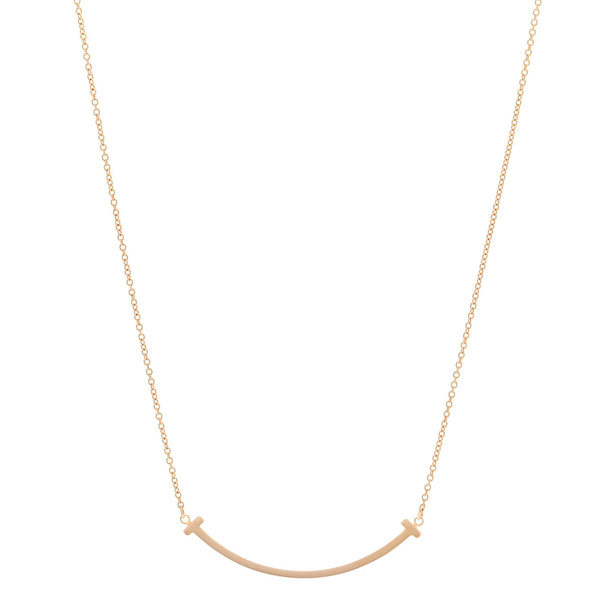 18K Rose Gold Small T Smile Pendant Necklace