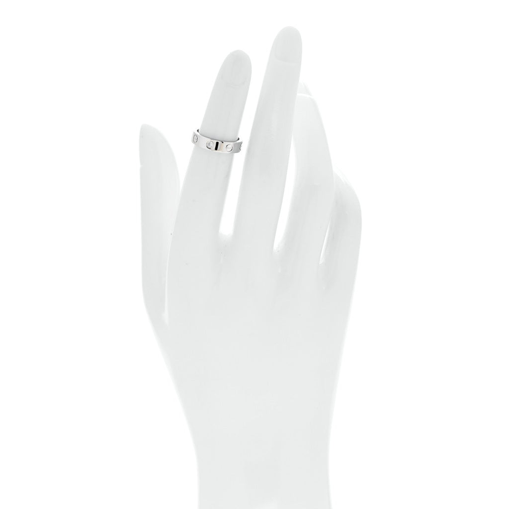 18K White Gold Diamond 4mm LOVE Wedding Band Ring 46 3.75