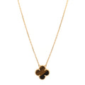 18K Yellow Gold Tiger Eye Vintage Alhambra Pendant Necklace