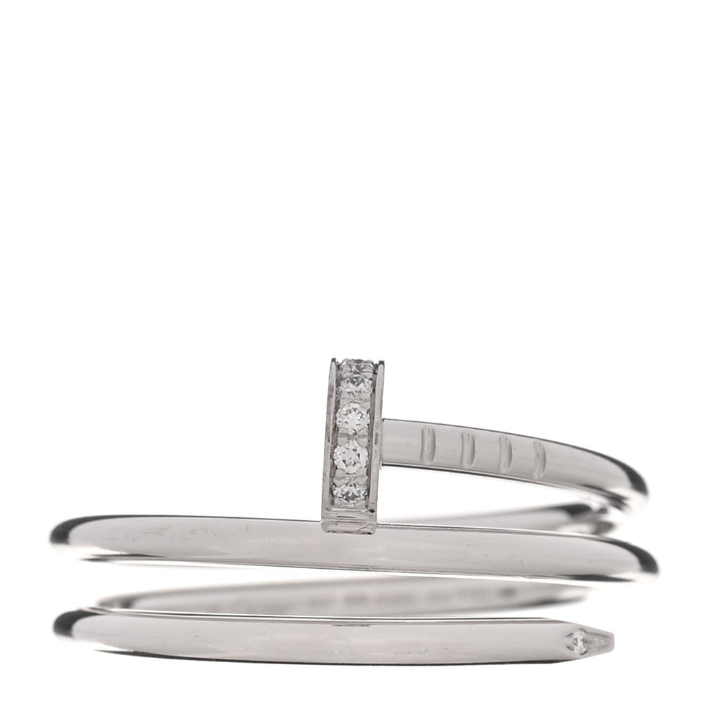 18K White Gold Diamond Double Wrap Juste Un Clou Ring 57 8