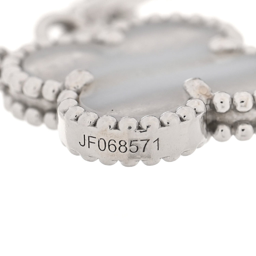18K White Gold Chalcedony 5 Motifs Vintage Alhambra Bracelet