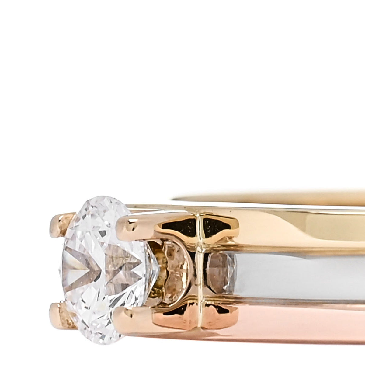 18K Pink Yellow White Gold Diamond .24ct Solitaire Trinity Engagement Ring 50 5.25