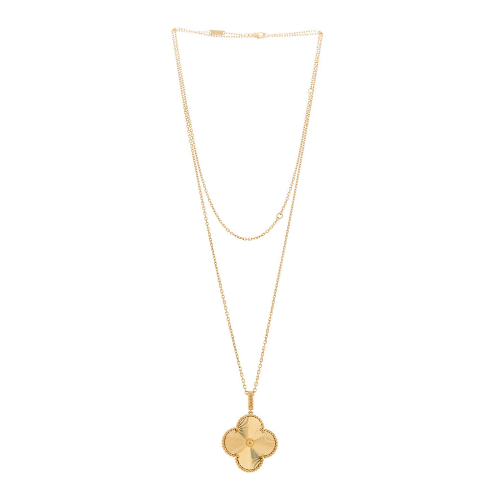 18K Yellow Gold Guilloche Magic Alhambra Long Necklace