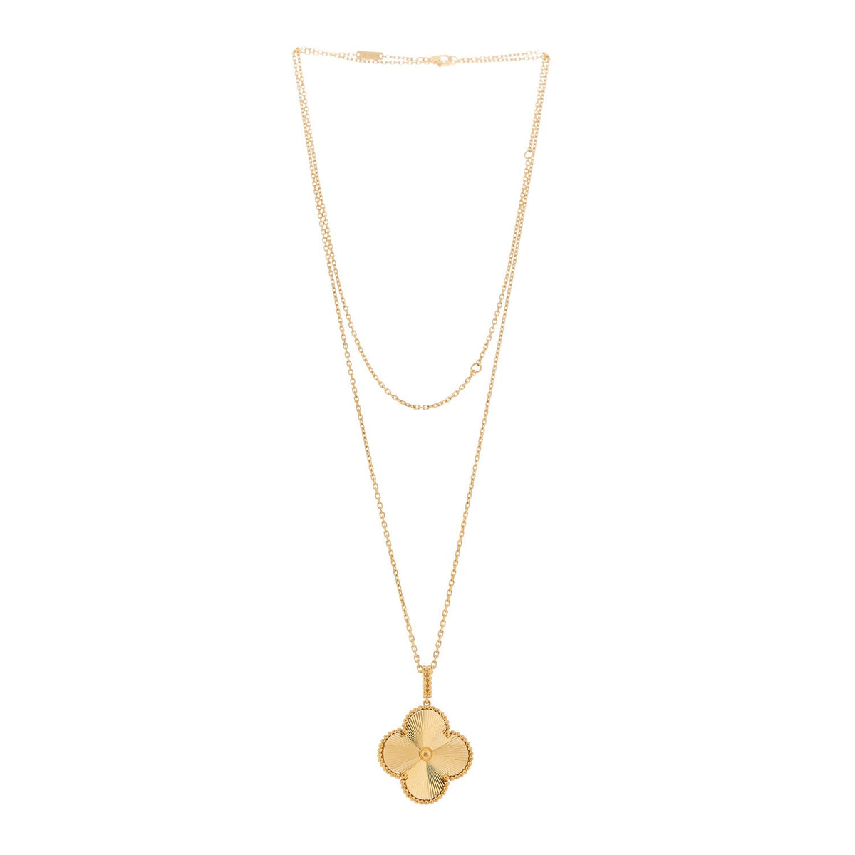18K Yellow Gold Guilloche Magic Alhambra Long Necklace