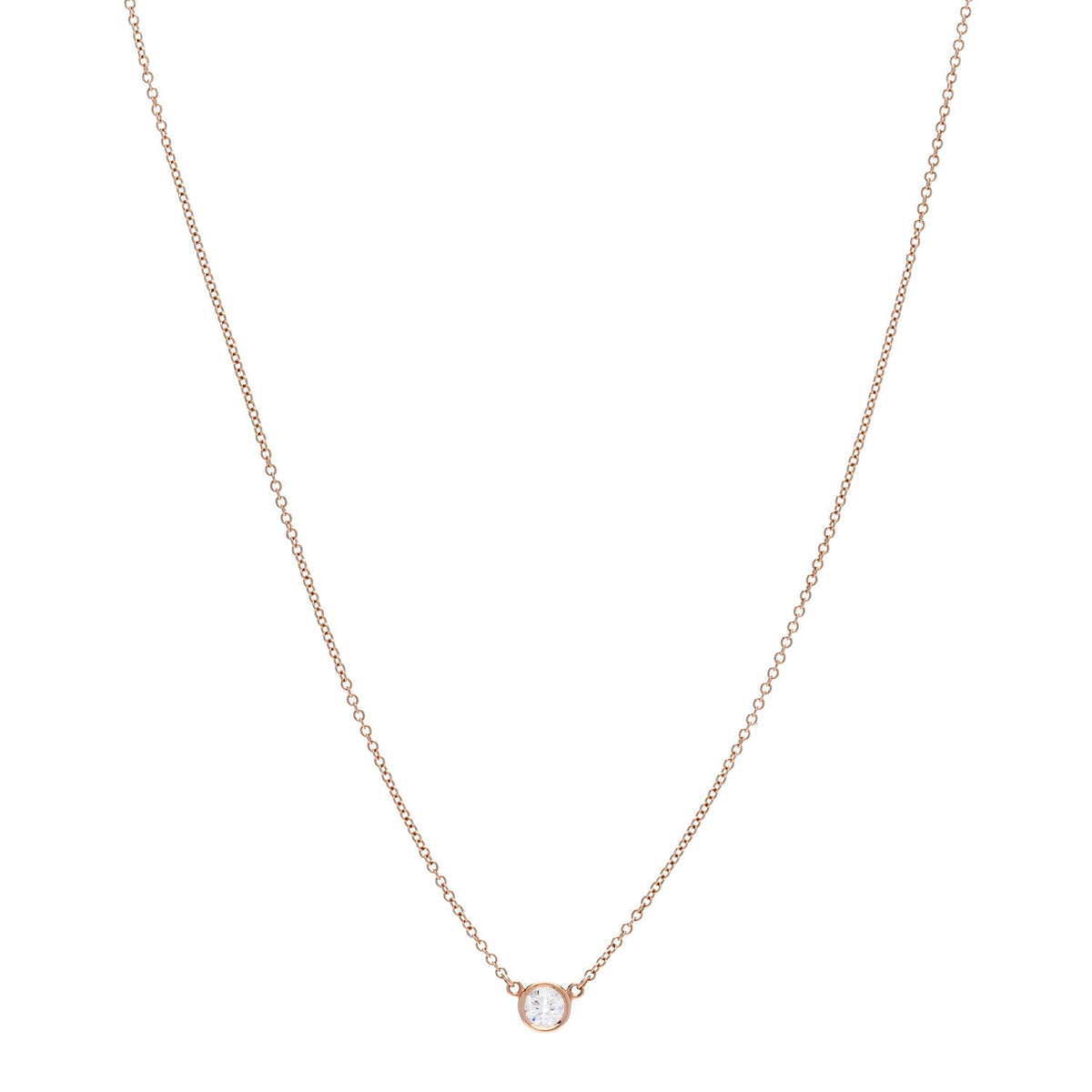 18K Rose Gold Diamond .24ct Elsa Peretti Diamonds by the Yard Pendant Necklace