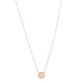 18K Rose Gold Diamond Mother of Pearl Small T Circle Pendant Necklace