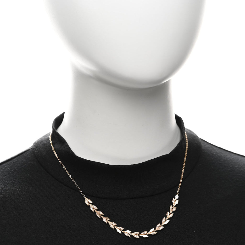 18K Rose Gold Diamond Victoria Vine East West Necklace