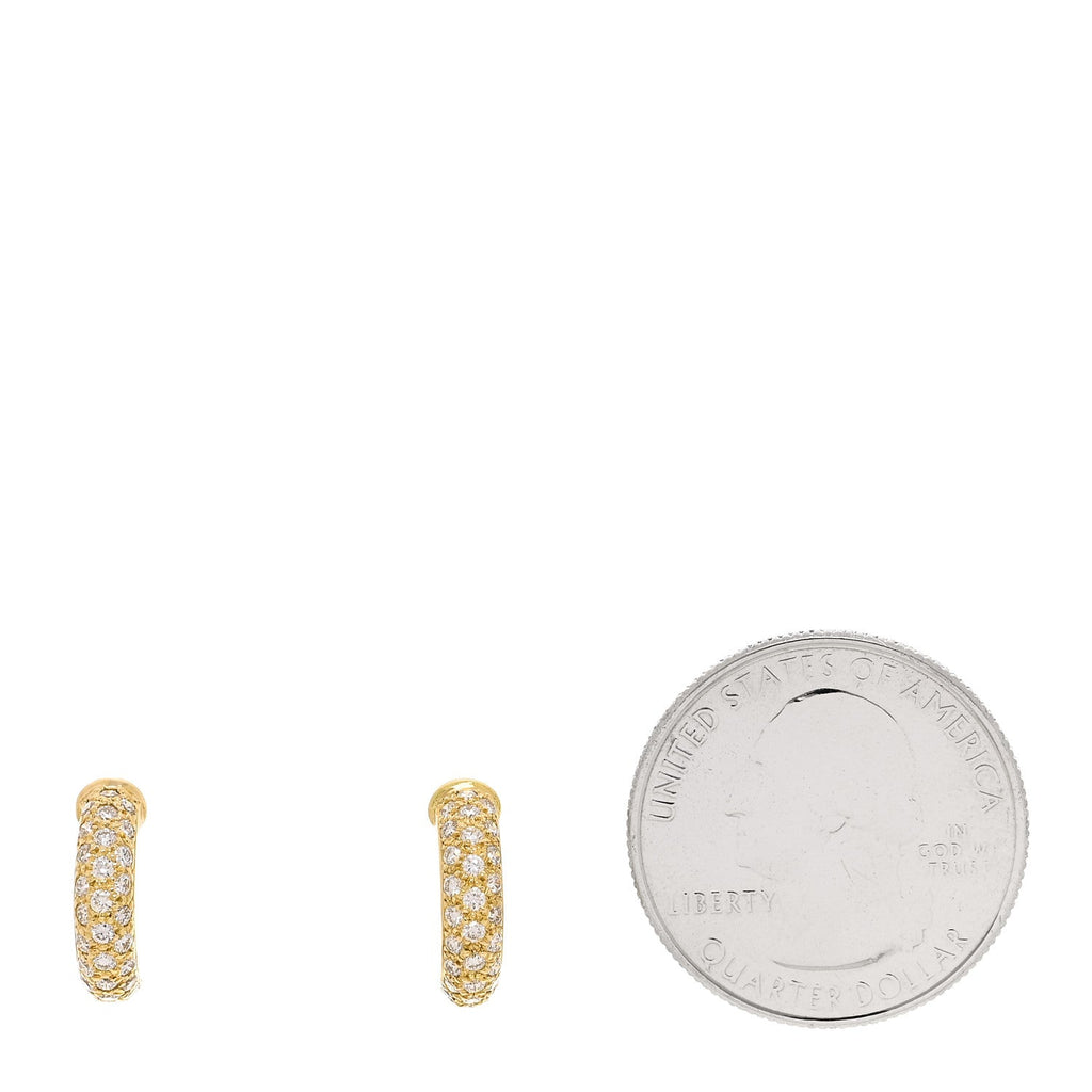 18K Yellow Gold Diamond Etincelle De Cartier Hoop Earrings