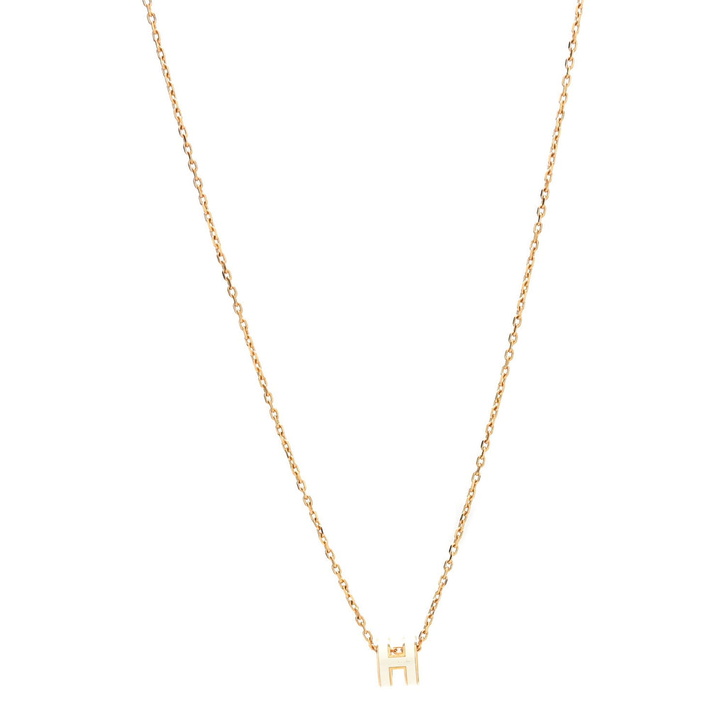 Lacquered Gold Mini Pop H Pendant Necklace White