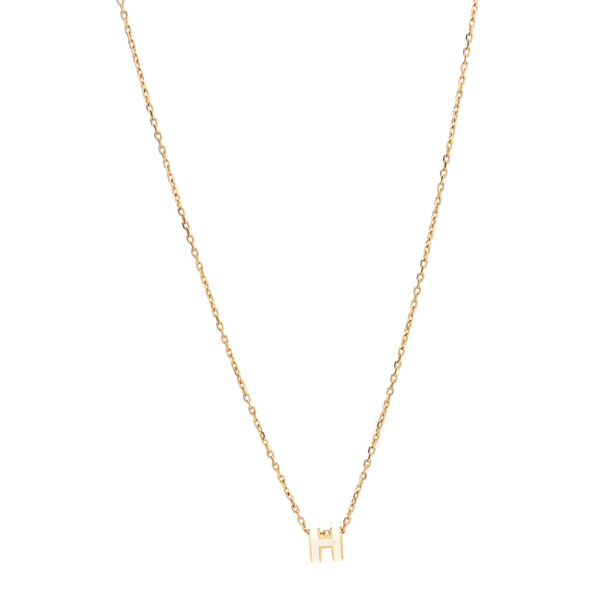 Lacquered Gold Mini Pop H Pendant Necklace White