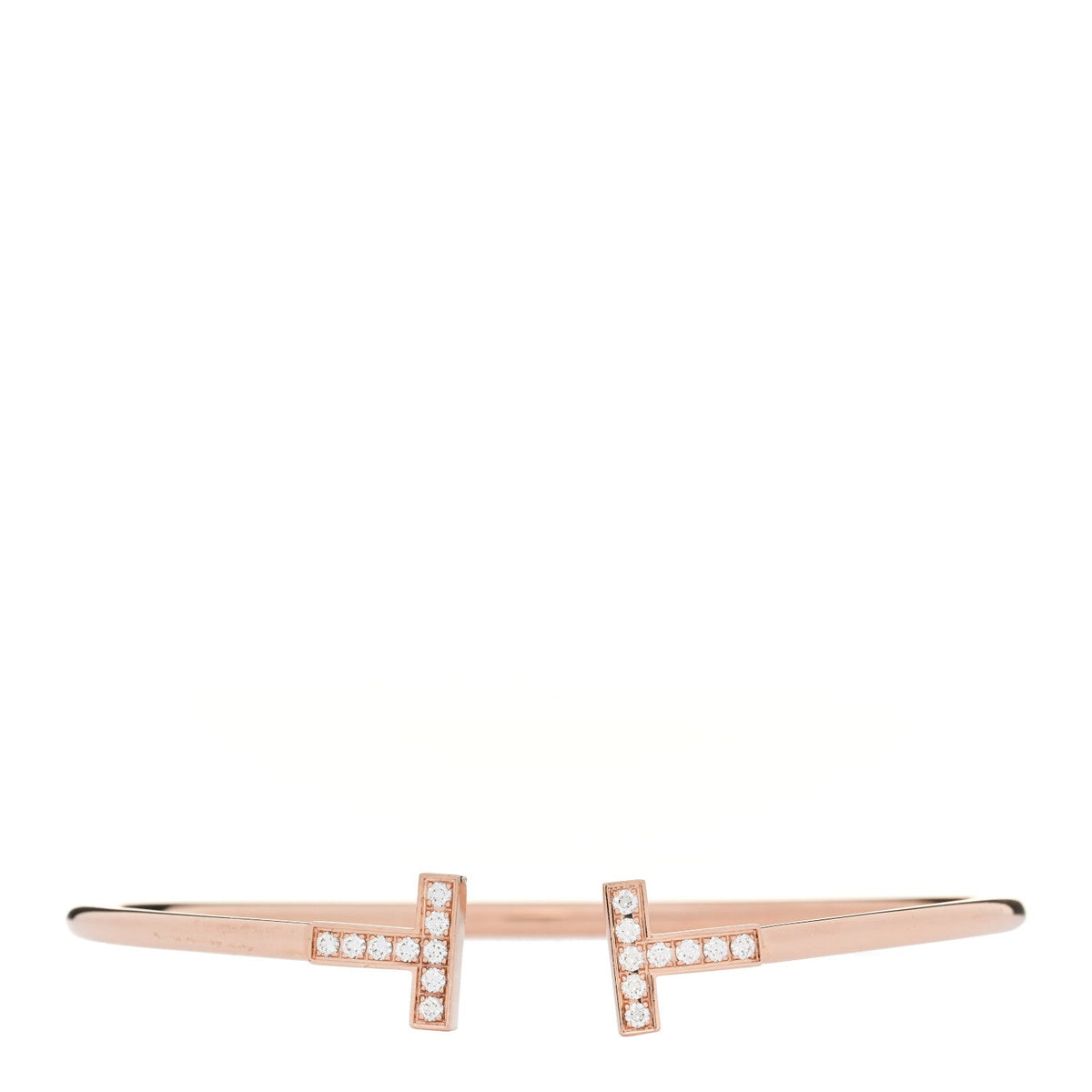 18K Rose Gold Diamond T Wire Bracelet