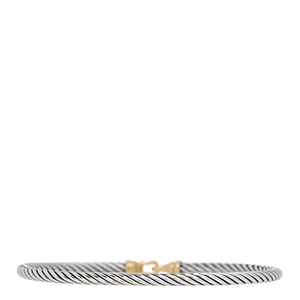 Sterling Silver 18K Yellow Gold 3mm Cable Buckle Bracelet