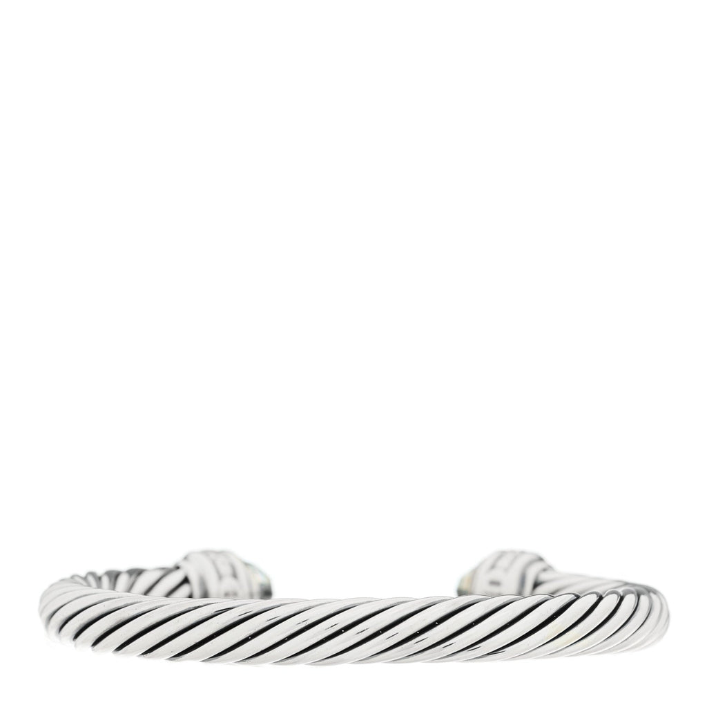 Sterling Silver Diamond Prasiolite 7mm Cable Classics Bracelet