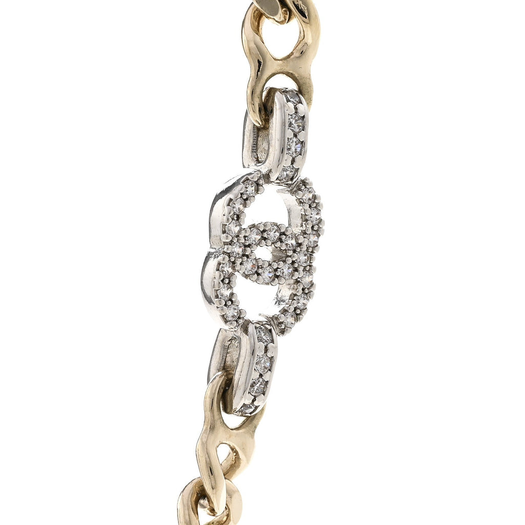 Crystal CC Chain Links Choker Necklace Gold