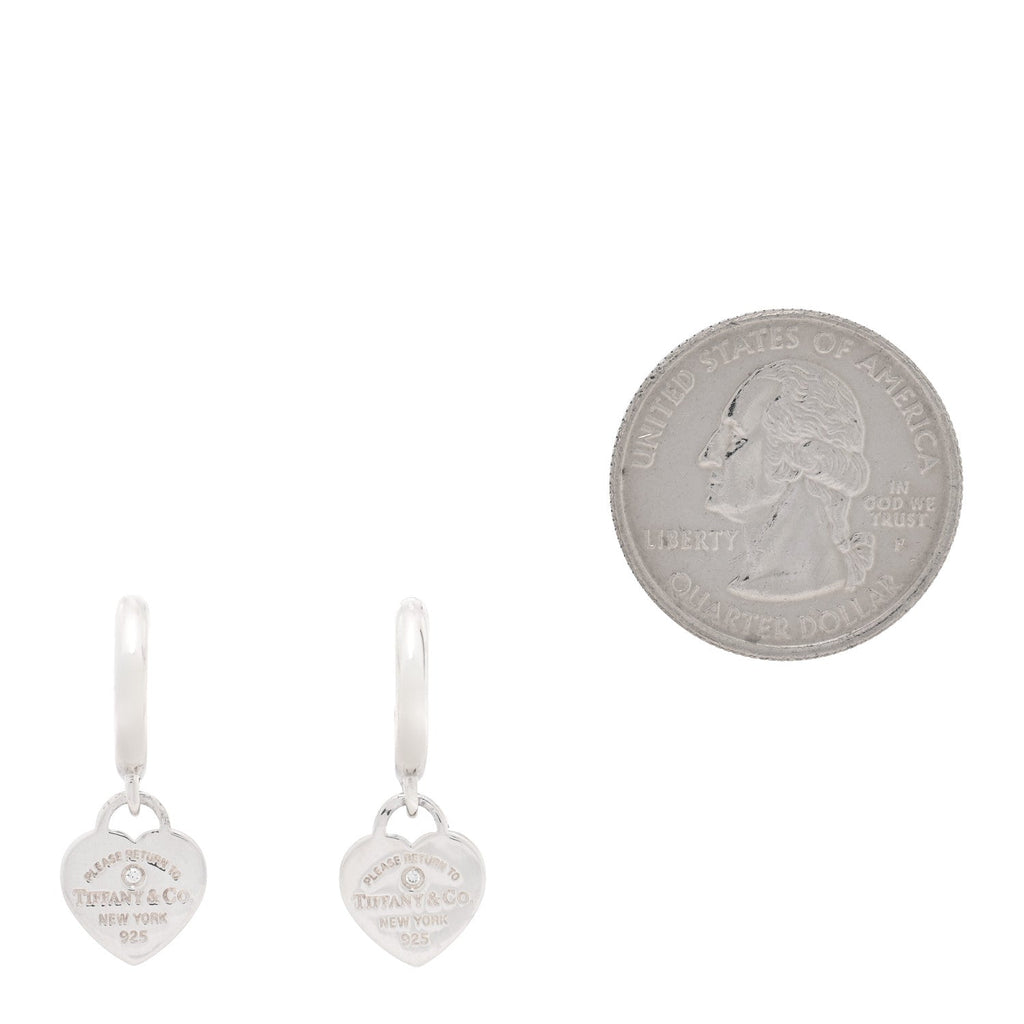 Sterling Silver Diamond Mini Return To Tiffany Heart Hoop Earrings