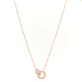 18K Pink Gold Diamond Interlocking LOVE Paved Necklace