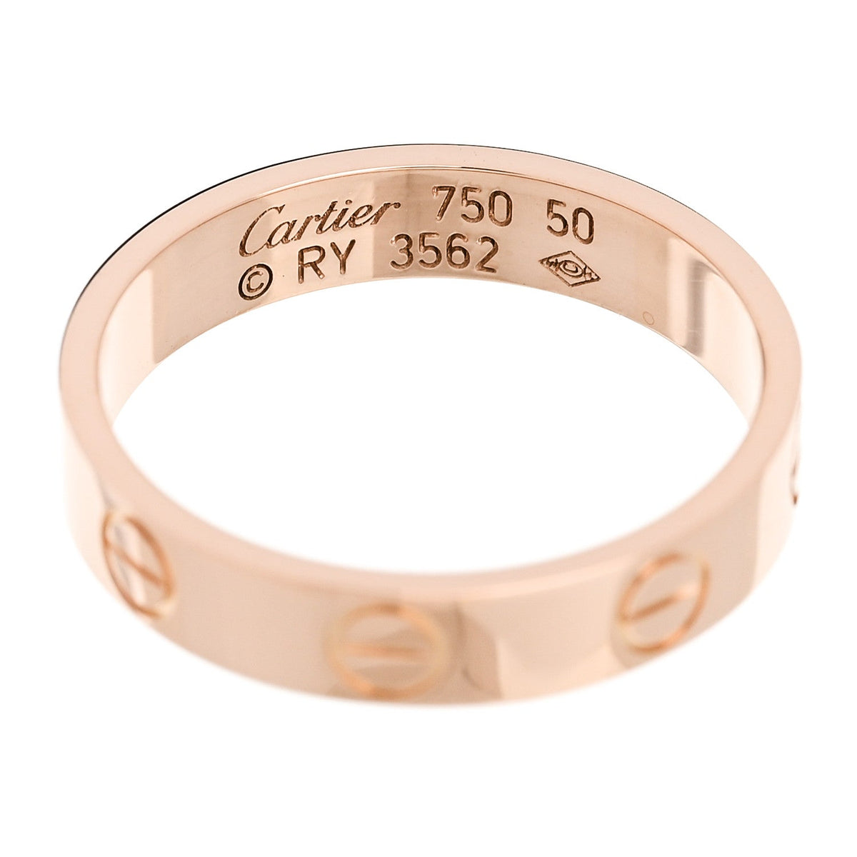 18K Pink Gold 3.5mm LOVE Wedding Band Ring 50 5.25
