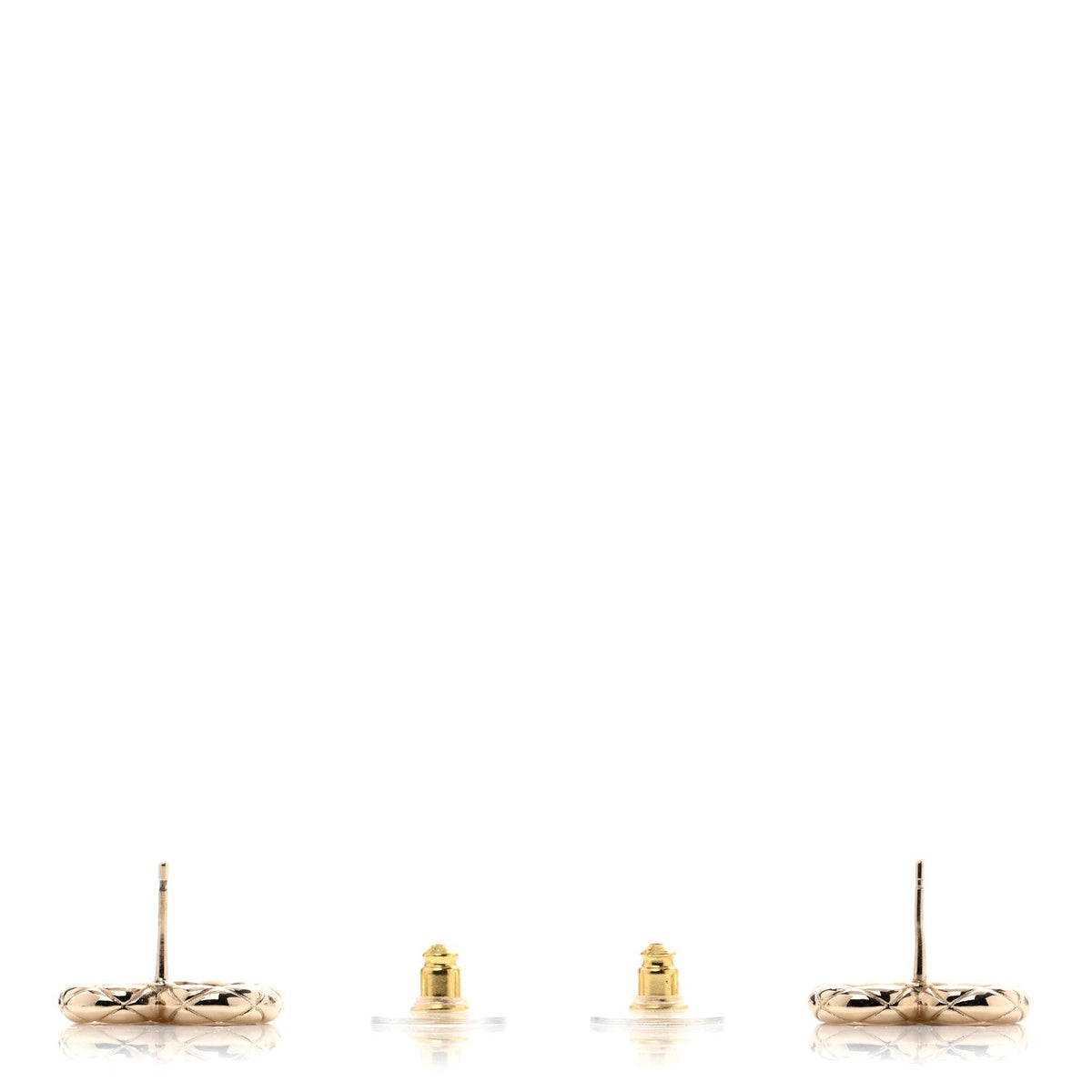 Metal Crystal CC Logo Heart Earrings Gold