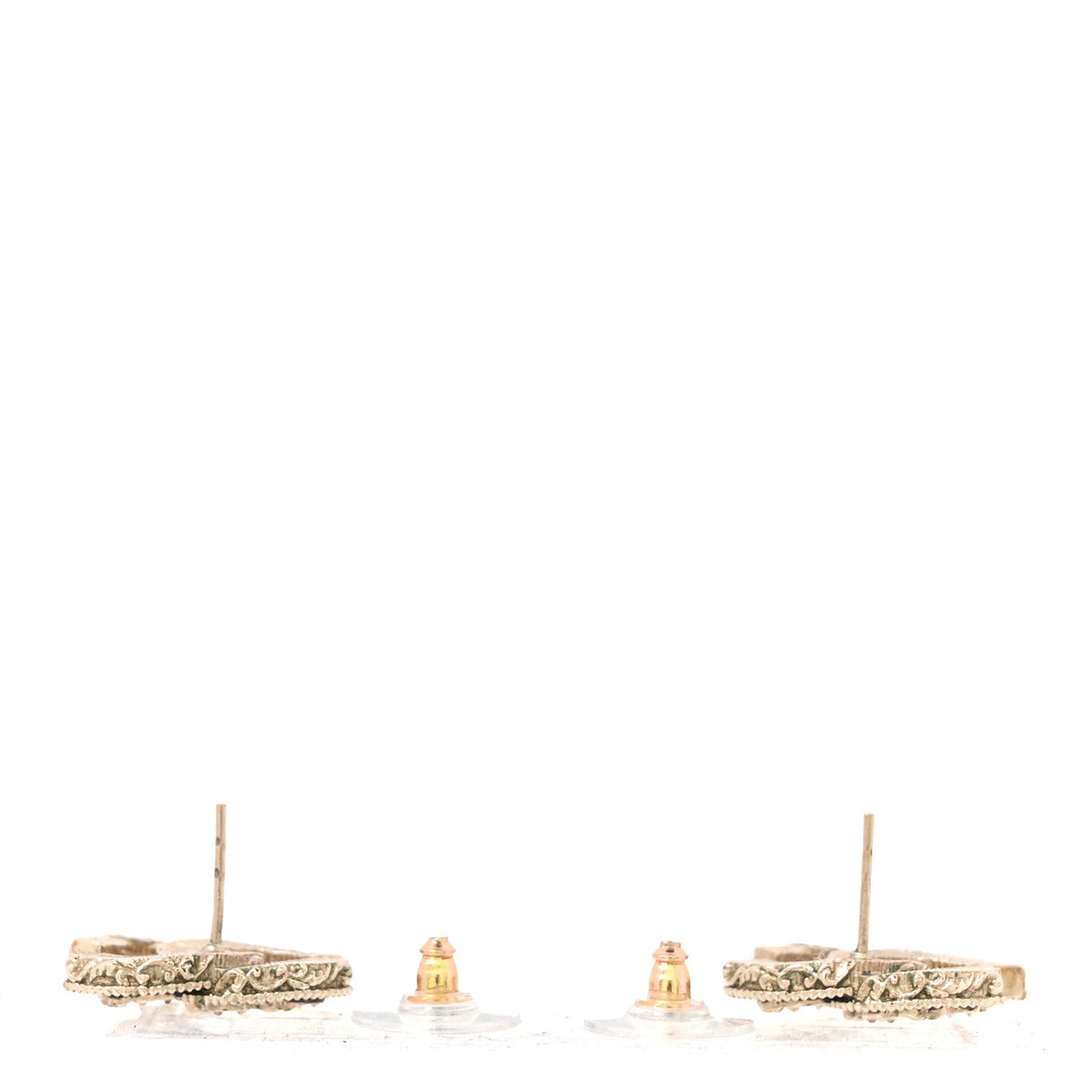 Enamel CC Baroque Earrings Black Gold