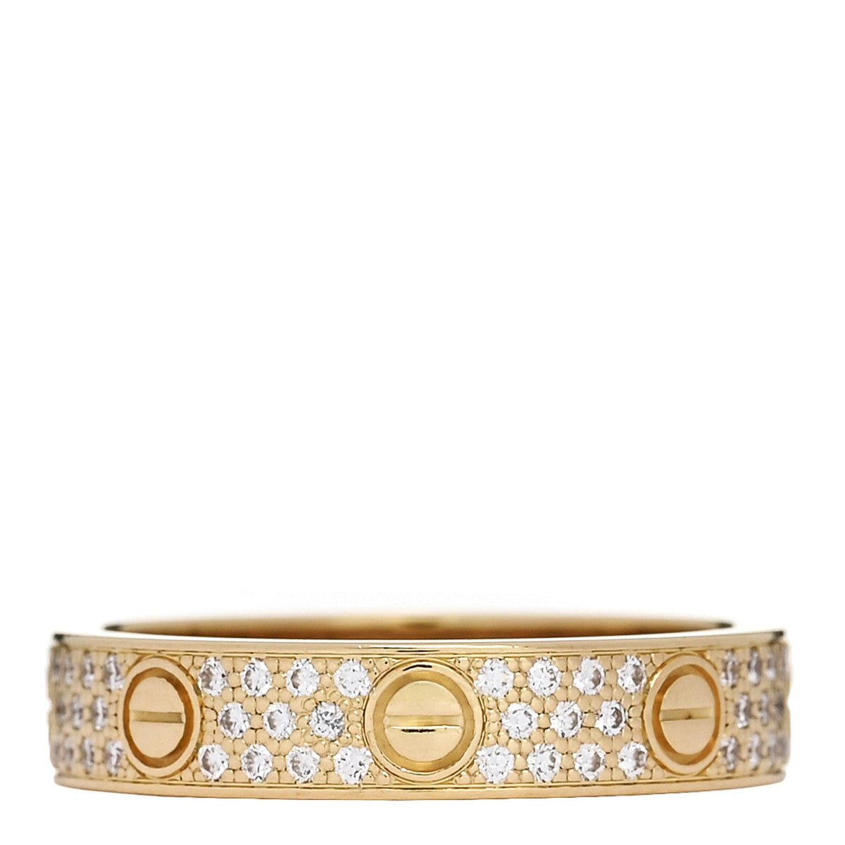 18K Yellow Gold Diamond 4mm LOVE Wedding Paved Band Ring 51 5.75