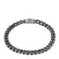 Sterling Silver Blue Sapphire Petite Pave Curb Link Bracelet